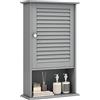 Giantex Armadio da Bagno a Parete con Porta, 2 Ripiani Regolabili e Scomparto Aperto, Armadio in Legno a 3 Livelli, Mobile Multiuso per il Bagno, Cucina, Ingresso, 42x17x70 cm (Grigio)