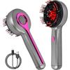 Fangehong Spazzola Massaggiante Cuoio Capelluto, 3 in 1 Spazzola Elettrica per Capelli con Applicatore Olio per Capelli 3ml, Pettine da Massaggio con Luce Rossa, Impermeabile IP7, 3 Modalità Funzionali (Grigio)