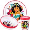 Disney Princess - Set da tavola per bambini, 3 pezzi, riutilizzabile, bicolore, con piatto, ciotola e bicchiere, senza BPA