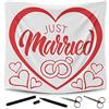 MIJOMA Cuore di nozze da ritagliare con 2 forbici, 2 penne, gioco di sposi, lenzuolo con motivo a cuore, per sposi, per matrimonio e matrimonio