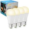 Wivety Lampadina LED E27 luce Calda con Sensore Crepuscolare, Bianca Calda 2700K 10W(70W Equivalent), 900 Lumen, Non-Dimmable, On/Off Automatica Lampadine LED per Portico, Garages, Giardino(4 Pezzi)
