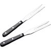 Teogneot 2 forchettoni da carne con manico in legno, forchetta da barbecue in acciaio inox, forchetta piatta forgiata, forchetta per arrosti, bistecche, arrosti e cucine