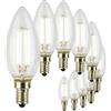 SUNSEED 10x Lampadina E14 Filamento LED Bianco 6W Candela C35 806 Lm Luce Naturale 4000K, 60W Equivalente