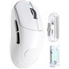 ATTACK SHARK X8PRO Mouse da gioco wireless ultraleggero 55g con cavo a spirale e nastro antiscivolo per mani medie/grandi, frequenza di polling 8K, 2.4G/cablato/BT, 40000DPI - Bianco