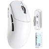 ATTACK SHARK X8PRO Mouse da gioco wireless ultraleggero 55g con cavo a spirale per mani medie/grandi, frequenza di polling 8K, 2.4G/cablato/BT, 500mAH, 40000DPI, sensore ottico PAW3395 - Bianco