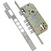 Amig - Serratura da incasso con buloni per porte in legno mod. 100-50/85 mm - Con cilindro e scudo di sicurezza - Maniglia reversibile - Acciaio inossidabile opaco