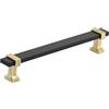 Amerock Maniglia per armadietto, nero opaco spazzolato, oro spazzolato, 160 mm, da centro a centro, Overton, confezione da 1, maniglia per cassetti, accessori per armadietti