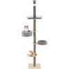 FANTASK Tiragraffi per gatti, a 5 piani, alto per gatti, dal pavimento al soffitto, con letto in peluche, amaca e piattaforme, albero da arrampicata in legno, 236-271 cm (grigio)
