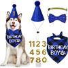 STMK Cappello e bandana per cani di varie dimensioni, con papillon, numeri di compleanno per cani di taglia XL (XL, blu)