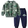 UUAISSO Set di vestiti Neonati con Stampa di Dinosauri Pullover a Maniche Lunghe Pantaloni Abiti Autunnali e Invernali Neonati Dinosauri verde militare 2-3 anni
