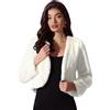 Allegra K - Scaldacuore da donna per Natale, sera, matrimonio, abito da sera in pelliccia sintetica soffice, bolero formale, Beige, M