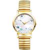 OIDEA Orologio da donna con cinturino elastico: orologio da donna in acciaio inossidabile estensibile, fantasia analogico, al quarzo, grande quadrante scala a righe, regalo di compleanno, Fiore Blu e