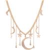 HMOOY Fashion Crystal Crescent Moon E Star Collana Con Ciondolo Placcato In Oro Retro Star Phase Ciondolo Collana A Catena Delicata Accessori Gioielli Per Donne Ragazze (Tassel Design)