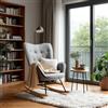 MEUBLE COSY Poltrona Relax, Sedia a Dondolo Confortevole in Tessuto con Gambe in Legno e Metallo per Soggiorno, Decorazione con Bottoni