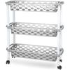 DRW Carrello stretto 3 cestini Cucina e bagno PVC Argento 18x61x58 cm