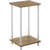 DRW Scaffale da pavimento con 2 ripiani in MDF e metallo in naturale e bianco