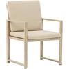 DRW Sedia in metallo alluminio e corda in beige 60 x 65 x 83 cm