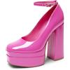 Dream Pairs Scarpe da donna con tacco alto a blocco, con zeppa, punta quadrata, cinturino alla caviglia, eleganti, per feste Y2K, 37 EU