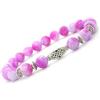 Generic Bracciale donna zen etnico perle giada bianca tinta e turchese ricostituito con elemento centrale in metallo fatto a mano in Francia (Rosa e viola)