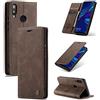 Cracedily Cover per Huawei P Smart 2019 / Honor 10 Lite Case, Custodia Cover Pelle Premium Portafoglio con Porta Carte Magnetica Supporto Protezione Flip Case Custodia per Huawei P Smart 2019, Caffè