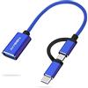 AIYEEN 2-in-1 Adattatore da USB C/Micro a USB, da USB C a USB 3.0, cavo Adattatore da USB ad Android OTG Compatibile con MacBook Pro Android Google Samsung e altro, Blu