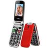 artfone CF241A Telefono Cellulare per Anziani丨GSM Flip Telefoni Cellulari con Tasti Grandi丨2.4 Display丨Funzione di orario丨Funzione SOS丨Volume Alto丨Doppia SIM丨Batteria da 1300 mAh丨Torcia丨FM - Rosso