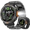 AdivaX GPS Smartwatch Militare Uomo Impermeabile 3ATM con Torcia LED Bussola, 1,45 HD Rugged Smartwatch Orologio con Chiamate Bluetooth, Fitness Watch con Cardiaca SpO2 Notifiche WhatsApp per Android iOS