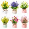 Sumsoctober Set di 6 fiori artificiali in vaso, mini piante finte in plastica con vasi rustici per mensola, tavolo, centrotavola, decorazione per interni, casa e ufficio, colorati (6 vaso-1)