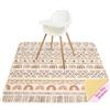 Unicorn Castle Tappetino Seggiolone Bambini 107x117cm, Unicorn Castle Tappeto Impermeabile Lavabile Antiscivolo, Splash Mat Pieghevole Portatile per Svezzamento e Protezione del Pavimento,Brown Geometry