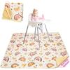 Unicorn Castle Tappetino Seggiolone Bambini 107x117cm, Unicorn Castle Tappeto Impermeabile Lavabile Antiscivolo, Splash Mat Pieghevole Portatile per Svezzamento e Protezione del Pavimento,Brown Rainbow