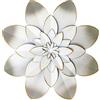 Picfarce White Metal Flower Wall Art Decor, 9.5" Rustic Modern Floral Sculpture, Distressed Hanging Home Decoration Accent Artworks for Indoor Bedroom Living Room Office Outdoor Garden Patio