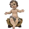 DRW Figura Bambino Gesù Seduto in Resina Dipinto a Mano 11x10x15 cm