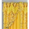 GOHD GOLDEN OCEAN HOME DECOR GOHD Romance - Tenda da finestra in organza stampata bruciata, con supporto, set di 2 tende in organza, 1 mantovana (giallo, 139,7 x 213,4 cm + mantovana attaccata x 2 pezzi)