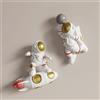 AWNR Set di 2 decorazioni da parete con astronauta, sculture a tema spazio, decorazione da parete per la casa moderna, sfondo 3D, decorazione da parete per camera da letto, soggiorno, stanza dei
