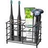 Urbanstrive Porta spazzolino da denti in acciaio inox 304, supporto per dentifricio e accessori da bagno (nero, grande)