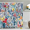 RosieLily Stacy Fay - Tenda da doccia con motivo floreale, per bagno, impermeabile, con ganci, 170 x 180 cm, colore caldo decorativo, sfondo bianco, foglie blu e fiori
