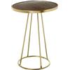 DRW Tavolino ausiliario in Legno e Metallo in Noce e Oro, Multicolore, Medidas: 40x40x54,5cm