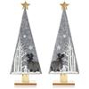 COM-FOUR® 2x display decorativo per Natale - Albero di Natale in feltro con base in legno - Albero di Natale come decorazione per tavolo e finestra (Abete silvestre - grigio)