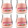 H HANSEL HOME Set de 4 Candele Profumate Fragole Con Crema, Candele Profumate in Vetro, 24 Ore di Combustione