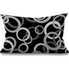BGBDEIA - Federa per cuscino circolare nero, in cotone e lino, motivo cerchi bianchi, grigi e neri, copri-cuscino lombare, per casa, ufficio, decorazione, rettangolare, 30 x 50 cm