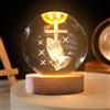 FUFRE Sfera di cristallo luce notturna, 8 cm, sfera in vetro 3D con base in legno, decorazione natalizia, lampada alimentata USB, pianeta di Gesù Croce lunare, regali religiosi per la decorazione di interni