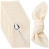 Behogan Set di 12 tovaglioli in tessuto, 42 x 42 cm, tovaglioli di lino riutilizzabili, decorazione da tavolo per cene di famiglia, matrimoni, banchetti, casa, Natale, lavabile in lavatrice (beige)