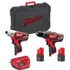 Milwaukee Kit Trapano + Avvitatore Ad Impulsi Milwaukee M12 Bpp2e-152c 12 V 1,5 Ah