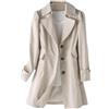Goolecrimp Trench Donna Corto Business Casual Monopetto Cappotto Primavera e Autunno Bavero Antivento Lavoro Ufficio Cappotto (Beige,XL)