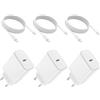 BHHB 45 W Caricatore USB C per iPhone 17 16 15/17 16 15 Pro/17 16 15 Pro Max/17 Air/16 15 Plus/iPad Pro/iPad Air, Samsung Galaxy S25/S24, 3 Pack Ricarica Rapida Carrellatore Spina Adattatore con 2M Cavo