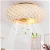 KZT Ventilatore da soffitto con Luce e Telecomando E27 Retrò Silenzioso Fan Plafoniera Tessuto Bambù E Rattan Intrecciato Lampada a soffitto per Camera da letto Soggiorno sala da pranzo Illuminazione