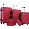 Travelers Club Bagaglio Spinner Espandibile Chicago Rigido, Rosso, Set da 5 Pezzi