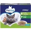 PreVital Cibo per Gatti Sterilizzati, 12 Bustine in Salsa, 6x Pollame e 6x Fegato