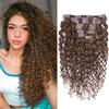 Wepwcod Extension per capelli ricci con clip, veri capelli umani, 8 pezzi, con 18 clip, extension per capelli ricci da donna, morbide e naturali, 120 g (marrone-JC, 50,8 cm)