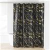 Douceur d'Intérieur, Tenda da doccia con ganci (180 x 200 cm) Aquamarbre nero/oro, poliestere stampato metallizzato